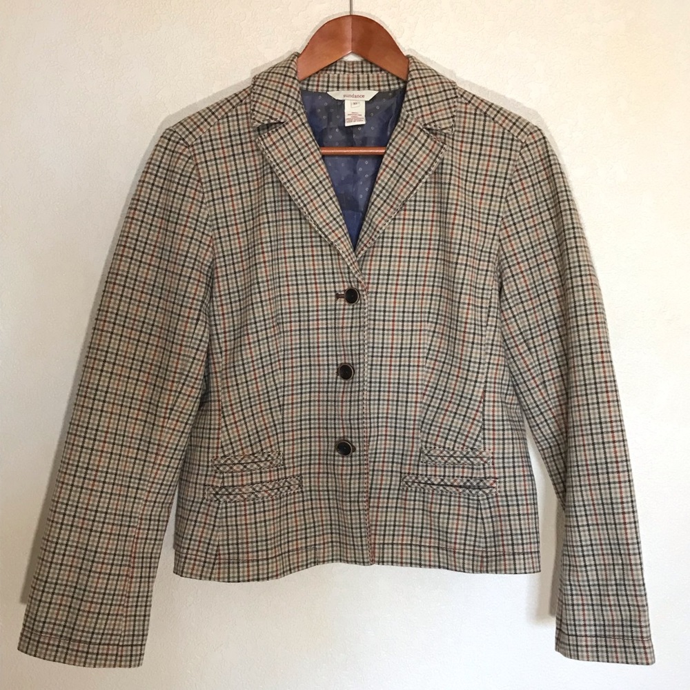 Sundance Plaid Cotton Blazer Size 10